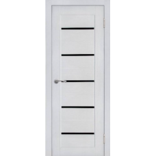 Дверь межкомнатная Дубрава Сибирь Флор АСТРА серая, стекло черное